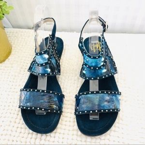House of Harlow 1960 Abra flat sandals navy Sz 37M